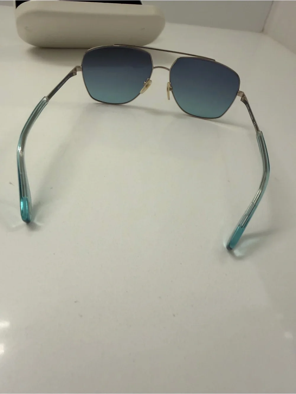 Marc Jacobs Gold Frame Sunglasses with Blue-Green Gradient Lenses